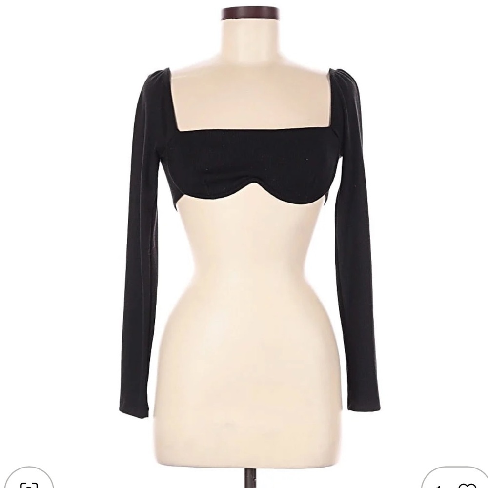 Princess Polly Becca Long Sleeve Crop Top Black NWT Size 6